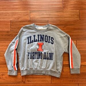 Touch Stadium Gray Illinois Fighting Illini Sweatshirt Size Large Cropped